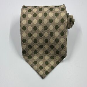 Emporio Armani Men’s 100% Silk Tie Necktie Green Polka Dots‎